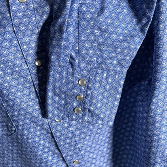 Wrangler Rancher Western Pearl Snap Shirt Mens XXL Blue Cowboy Yellowstone Rodeo - Picture 4 of 7